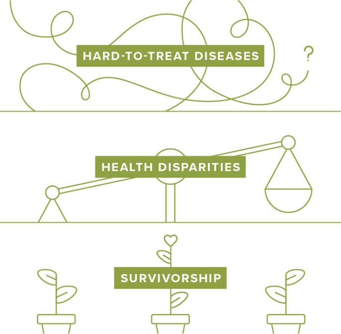 Funding priorities - hard to treat diseases, heath disparities, and survivorship