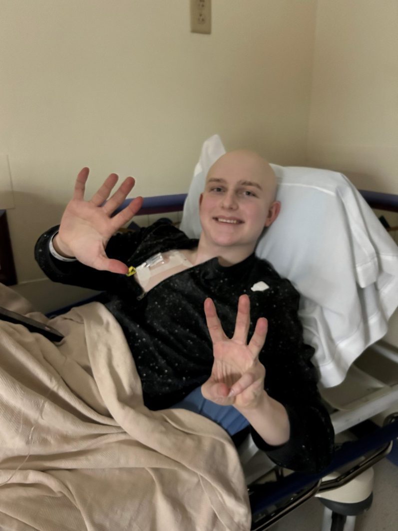 Jack at his eighth and final round of chemotherapy