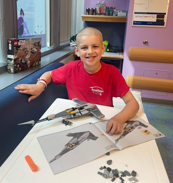 Lincoln playing with legos