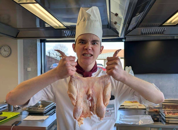Cole being silly at culinary school