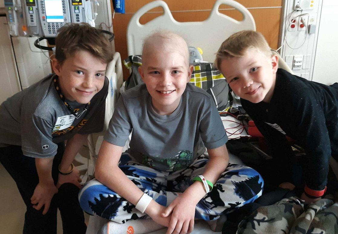Cole and visitors at the hospital