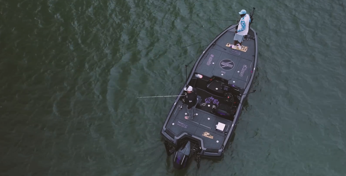 Aerial view of Randy’s custom iKon LXE21 Elite bass boat 